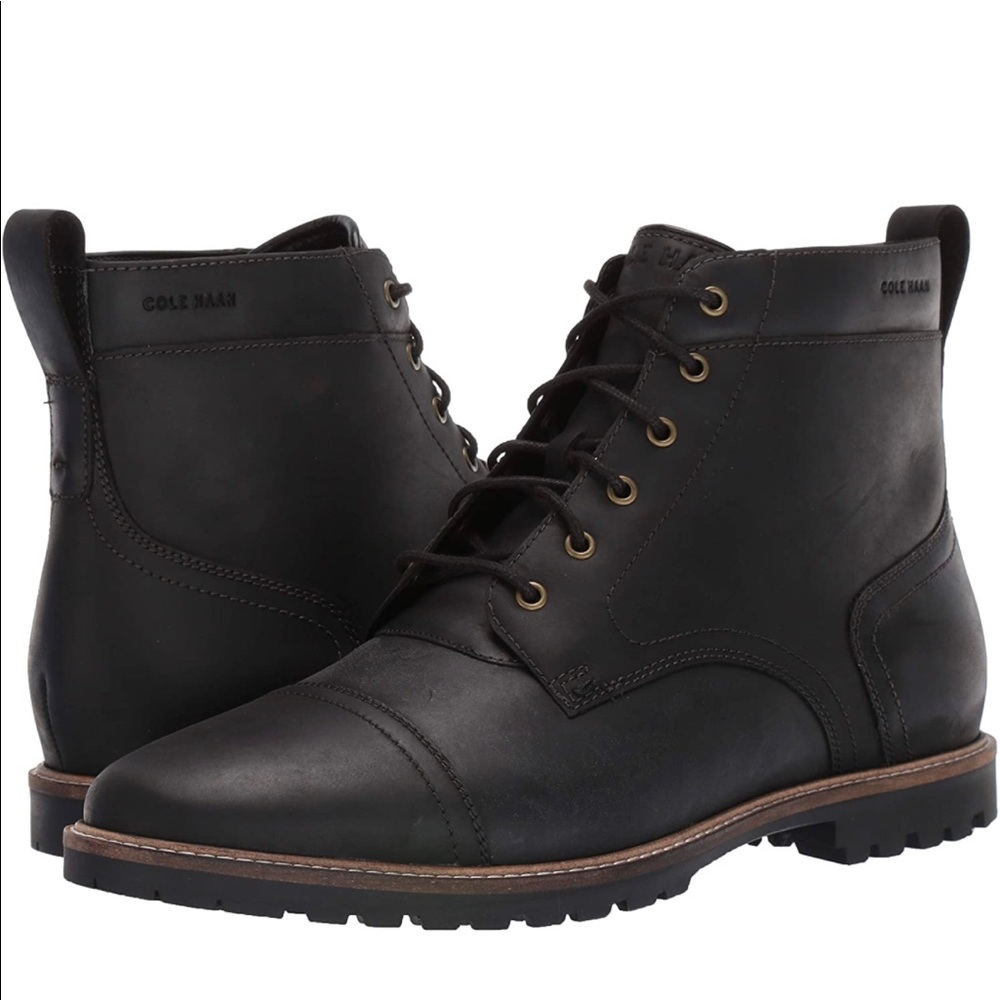 Cole Haan Men’s Nathan Cap Toe Black Boots
